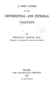Cover of: A first course in the differential and integral calculus