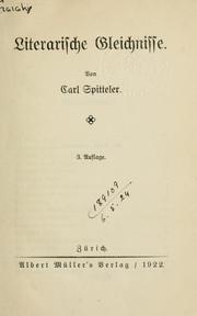 Cover of: Literarische Gleichnisse by von Carl Spitteler.