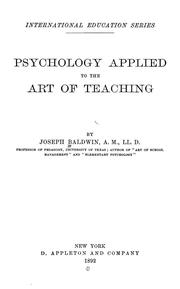 Cover of: Psychology Applied to the Art of Teaching