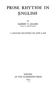 Cover of: Prose rhythm in English by Albert Curtis Clark