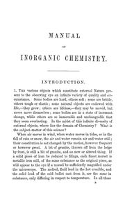 Cover of: A manual of inorganic chemistry: arranged to facilitate the experimental demonstration of the facts and principles of the science