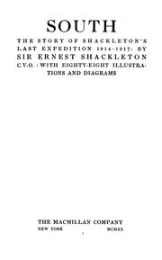 Cover of: South: the story of Shackleton's last expedition, 1914-1917