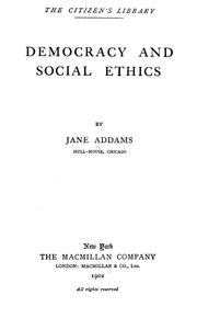 Cover of: Democracy and social ethics