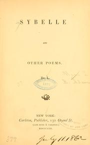 Cover of: Sybelle, and other poems. by L