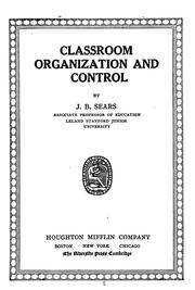 Cover of: Classroom organization and control by Jesse Brundage Sears