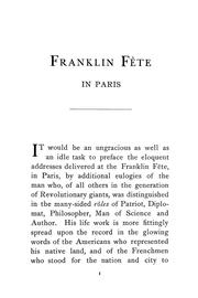 Cover of: Ceremony held in Paris to commemorate the bi-centenary [sic] of the birth of Benjamin Franklin, April 27, 1906