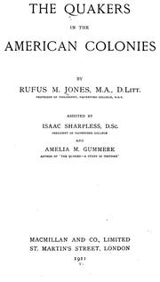 Cover of: The Quakers in the American colonies by Jones, Rufus Matthew