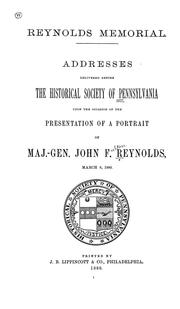 Cover of: Reynolds memorial by Historical Society of Pennsylvania.