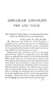 Cover of: Abraham Lincoln's pen and voice by Abraham Lincoln