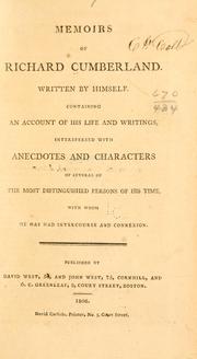 Cover of: Memoirs of Richard Cumberland. by Richard Cumberland