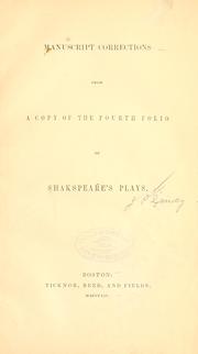 Cover of: Manuscript corrections from a copy of the fourth folio of Shakespeare's plays. by Josiah Phillips Quincy
