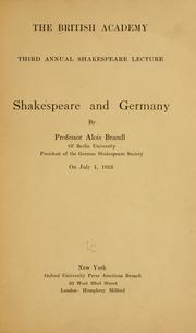 Cover of: Shakespeare and Germany by Alois Brandl