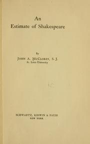 Cover of: An estimate of Shakespeare