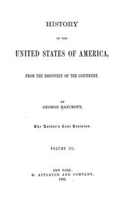 Cover of: History of the United States of America, from the discovery of the continent [to 1789]