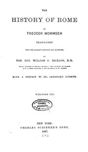 Cover of: The history of Rome, Volume III by Theodor Mommsen