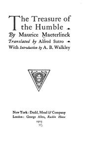 Cover of: The treasure of the humble by Maurice Maeterlinck