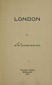 Cover of: London by Gilbert Keith Chesterton