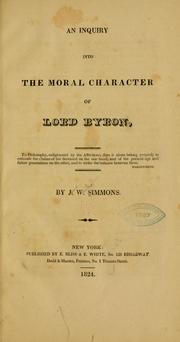 Cover of: An inquiry into the moral character of Lord Byron ...