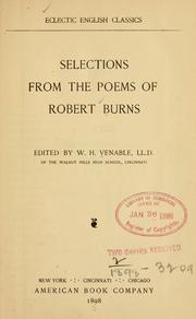 Cover of: Selections from the poems of Robert Burns by Robert Burns