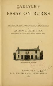 Cover of: Carlyle's essay on Burns by Thomas Carlyle, Thomas Carlyle