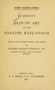 Cover of: ...De Quincey's Joan of Arc and the English mail-coach