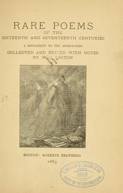 Cover of: Rare poems of the sixteenth and seventeenth centuries by William James Linton