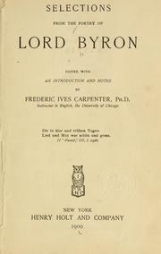 Cover of: Selections from the poetry of Lord Byron