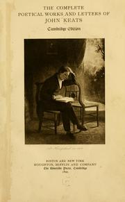 Cover of: The complete poetical works and letters of John Keats. by John Keats