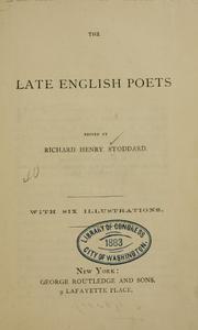 Cover of: The late English poets