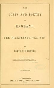 Cover of: The poets and poetry of England, in the nineteenth century.