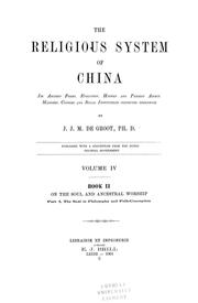The religious system of China by J. J. M. de Groot