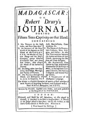 Cover of: Madagascar: or, Robert Drury's journal, during fifteen years' captivity on that island. And a further description of Madagascar, by the Abbe? Alexis Rochon.