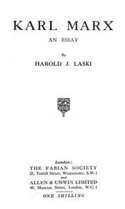 Karl Marx by Harold Joseph Laski, Harold Joseph Laski