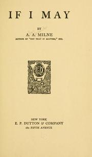 Cover of: If I may by A. A. Milne