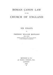 Cover of: Roman canon law in the Church of England by Frederic William Maitland