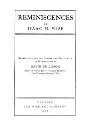 Reminiscences by Isaac Mayer Wise
