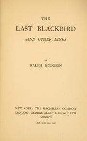 Cover of: The last blackbird: and other lines