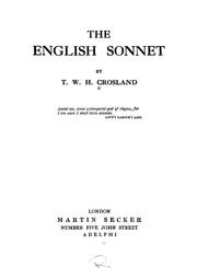 Cover of: The English sonnet by T. W. H. Crosland