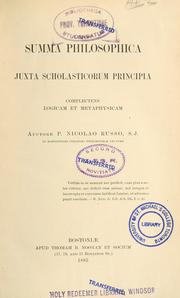 Cover of: Summa philosophica juxta scholasticorum principia complectens logicam et metaphysicam.