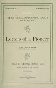 Cover of: Letters of a pioneer, Alexander Ross by Ross, Alexander