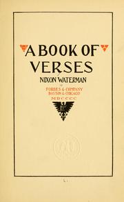 Cover of: A book of verses by Waterman, Nixon