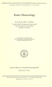 Cover of: Radio meteorology by B. R. Bean