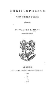 Cover of: Christopheros, and other poems by Walter Bishop Mant