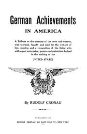 Cover of: German achievements in America by Cronau, Rudolf