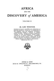 Cover of: Africa and the discovery of America. by Leo Wiener