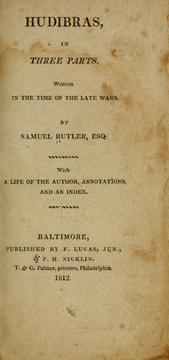 Cover of: Hudibras by Samuel Butler