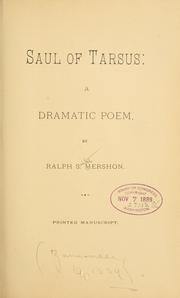 Cover of: Saul of Tarsus: a dramatic poem