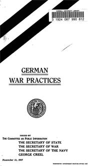 Cover of: German war practices.