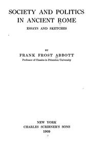 Cover of: Society and politics in ancient Rome by Frank Frost Abbott