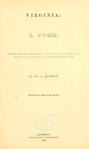 Cover of: Virginia: a poem. by Thompson, John Reuben